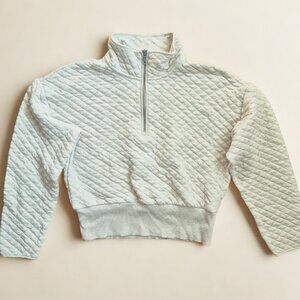 Banana Republic Quilted Half-Zip Sweater - Light Gray